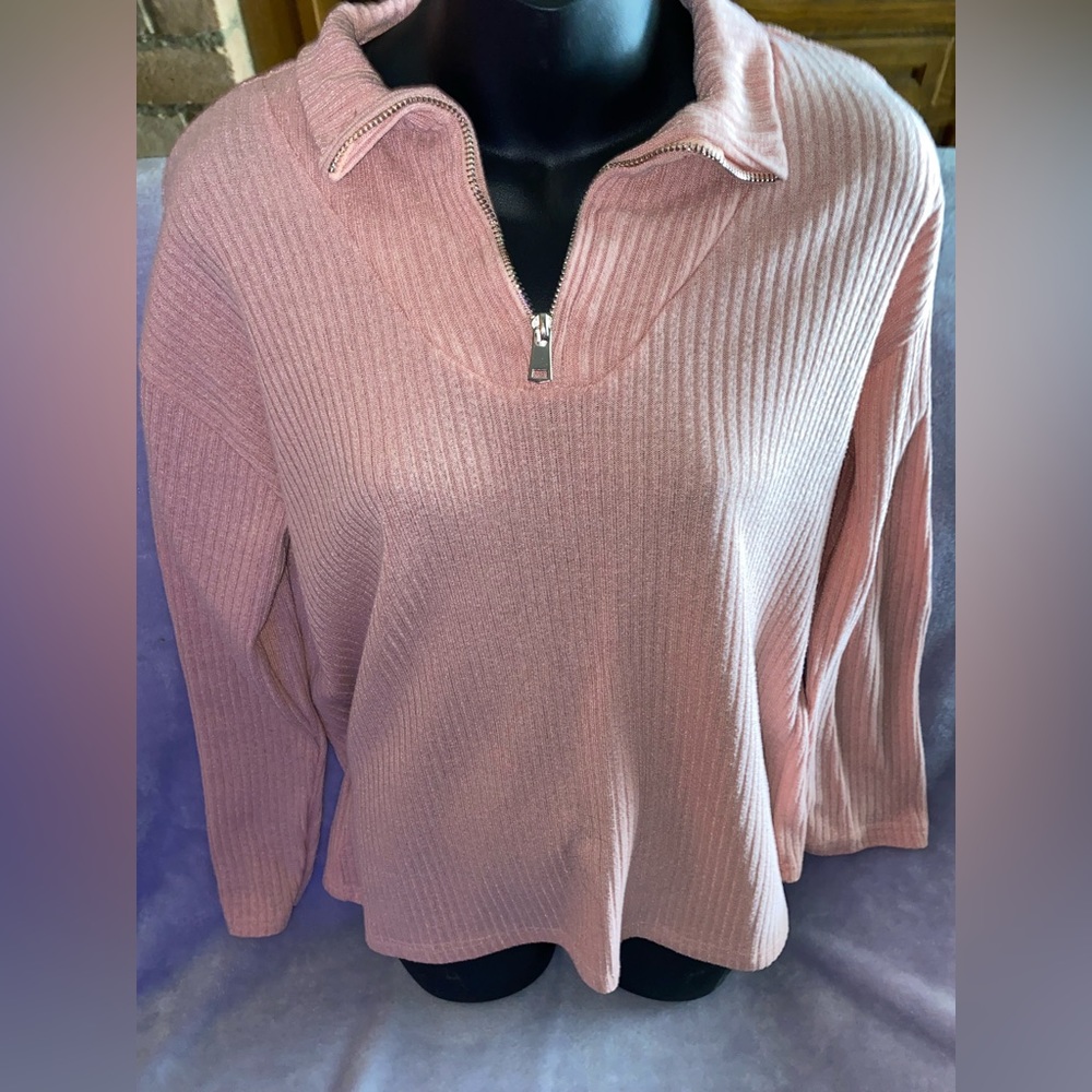 pink zip up sweater